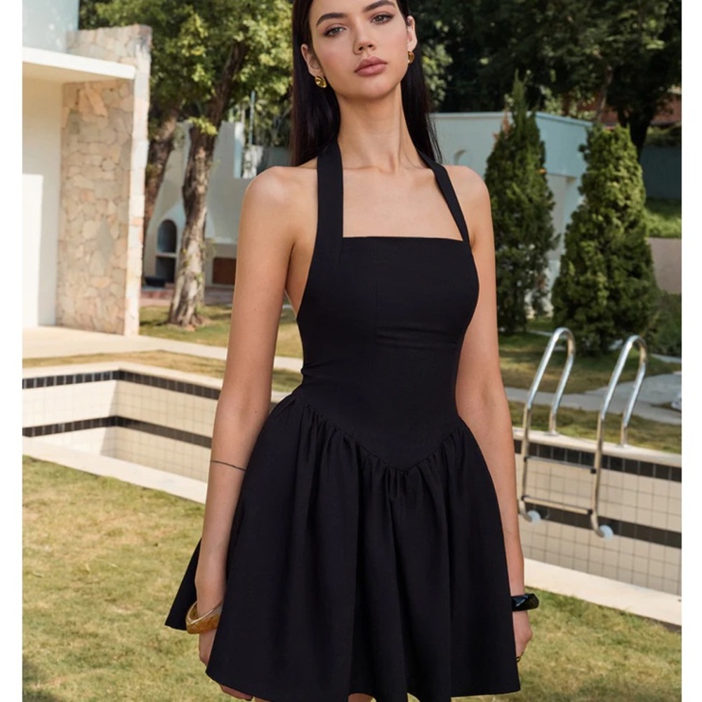 Elegant Black Halter Dress